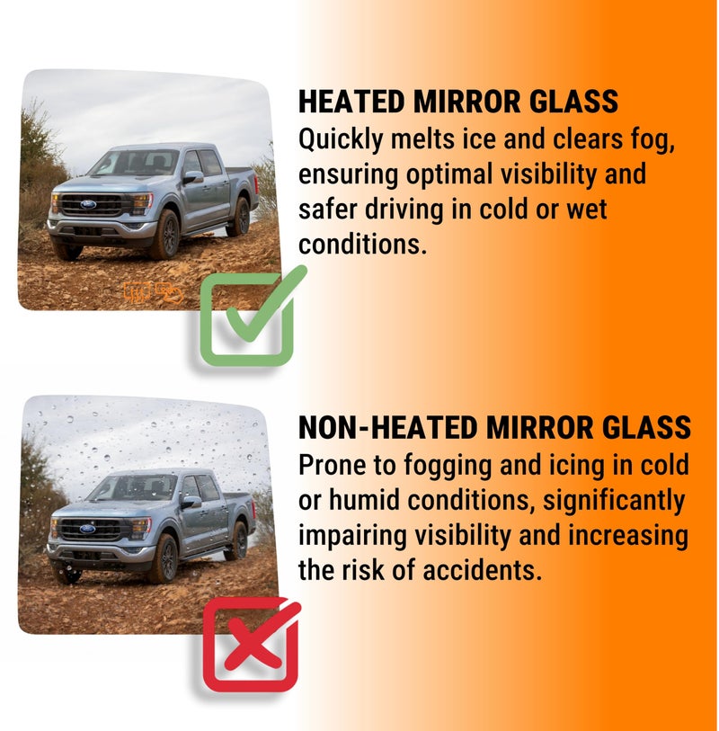 Burco 4205H Upper Flat Passenger Side Replacement Mirror Glass (Mount Not Included) 2008 2009 2010 2011 2012 2013 2014 2015 2016 for FORD F-150 F-250 F-350 F-450 F-650 F-750 2016-2024 - Image 5